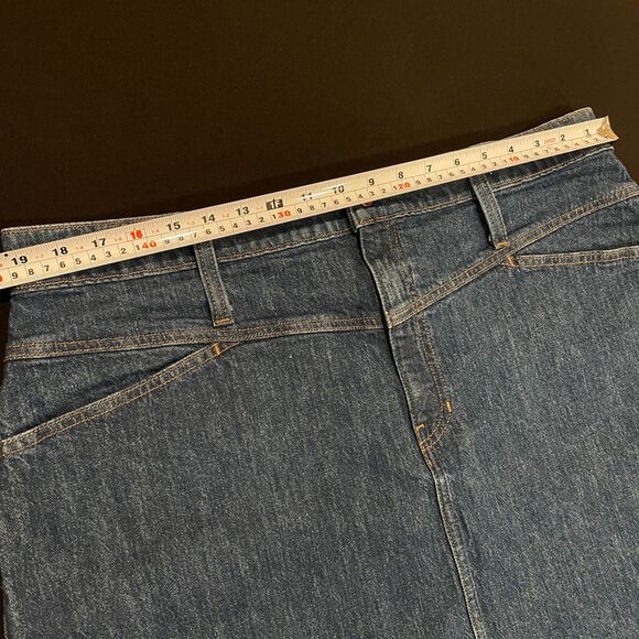 ~ Madewell 34 Skirt Stretch Denim A-Line Blue Medium Wash Pockets Zip Plus 18 - Picture 5 of 14
